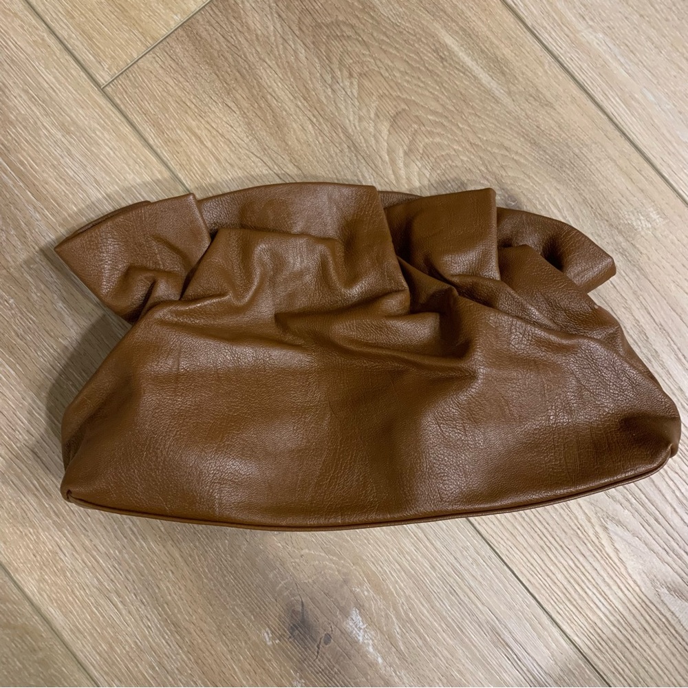 Anthropologie brown faux leather clutch